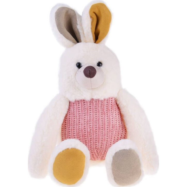 Plüss Nyuszi - Színes Pocakkal, Lábakkal és Fülekkel, 35 cm, Fehér (ZA4814 KR)