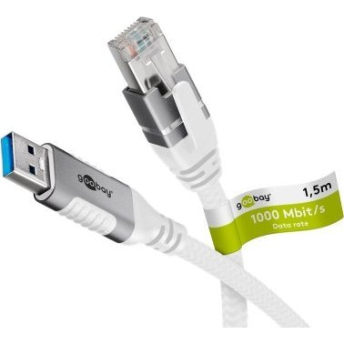 Goobay USB-A 3.0 apa - RJ45 Hálózati Kábel 1.5m - Fehér (RB74158)