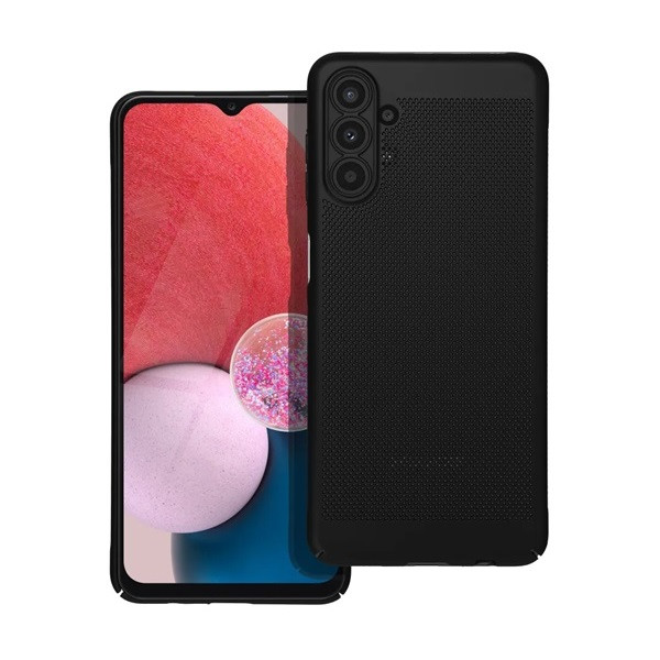 Samsung Galaxy A13 5G / A04s SM-A136U / A047F, Műanyag hátlap védőtok, légáteresztő, lyukacsos minta, Breezy, fekete (5903396210945)