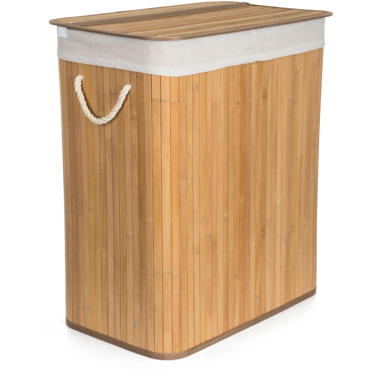 G21 Kosár, fehér szövet kosárral, 52×32×63 cm, 105 l, bambusz (KPG21BAM1NW)