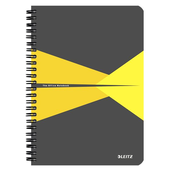 Leitz Office spirálfüzet karton borítóval, A5, vonalas szürke-sárga (44590015) (leitz44590015)