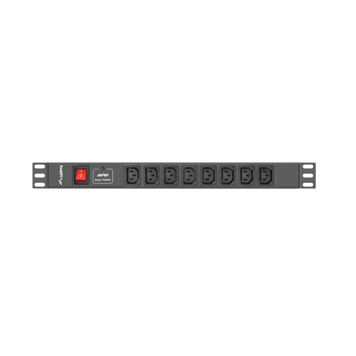 Lanberg PDU-08I-0200-C20-BK 8x C13 IEC túlfeszültség védő - elosztó 2m (PDU-08I-0200-C20-BK)