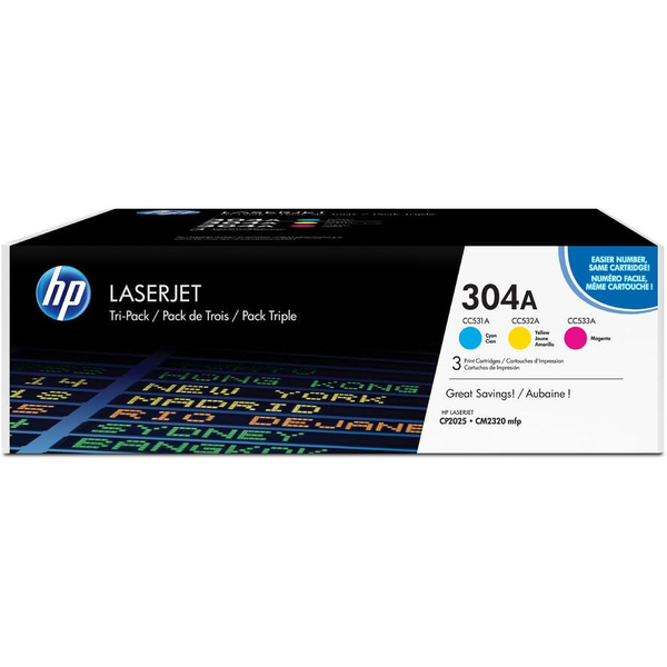 HP 304A 3-pack Cyan/Magenta/Yellow Original LaserJet Toner Cartridges tonerová náplň 3 kusů Originální