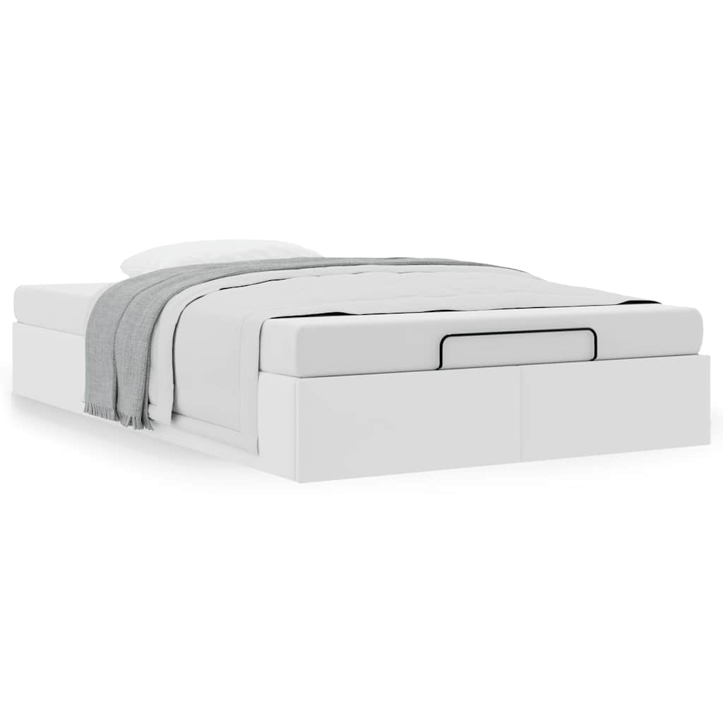 Ottomán ágykeret matrac nélkül fehér 120x200 cm műbőr (3310795)