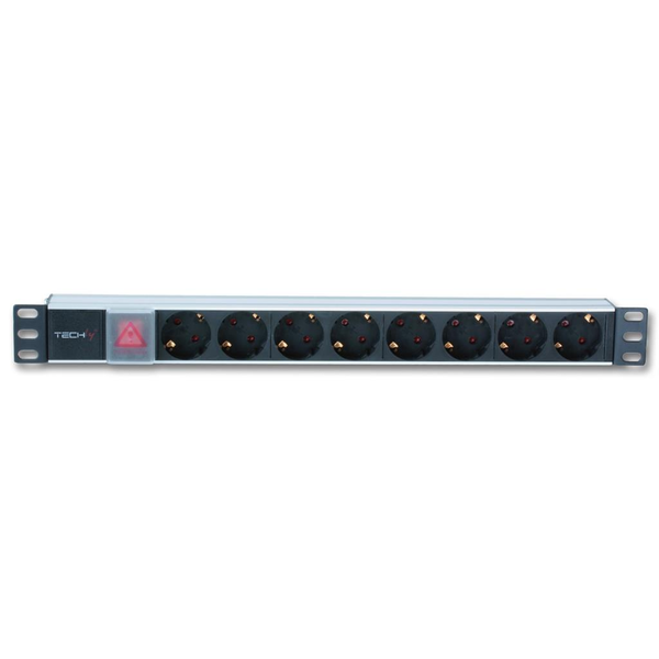 Techly I-CASE STRIP-81UD strømforsyningsenhed (PDU) 8 AC stikkontakt(er) 1U Sort, Rød