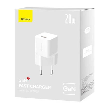 Baseus GaN5 Mini USB-C hálózati töltő 20W fehér (CCGN050102) (CCGN050102)