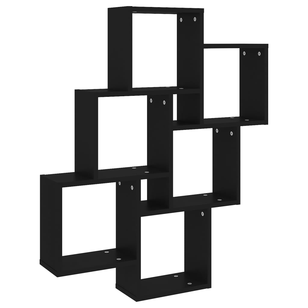 fekete forgácslap fali kockapolc 78 x 15 x 93 cm (807170)