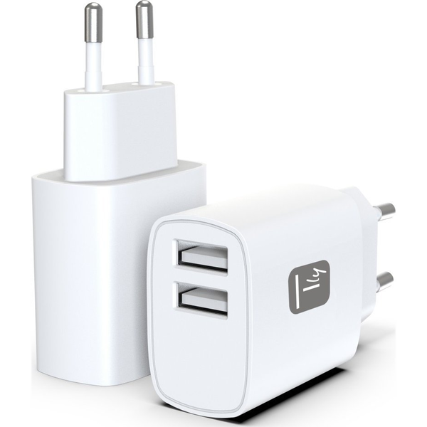 Techly IPW-USB-12W2A mobiltelefon töltő Fejhallgató, Hordozható hangszóró, Tápérintkező, Okostelefon, Táblagép Fehér Váltakozó áram Beltéri