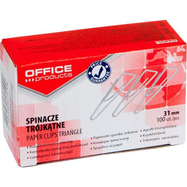  Office Products Spinacze trójkątne OFFICE PRODUCTS, 31mm, 100szt., srebrne