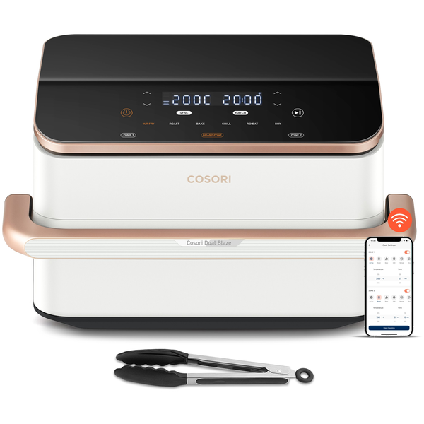 Cosori Dual Blaze Twinfry Chef Edition Dobbelt 10 L Enkeltstående 2800 W Varmluftsteger Roseguld, Hvid