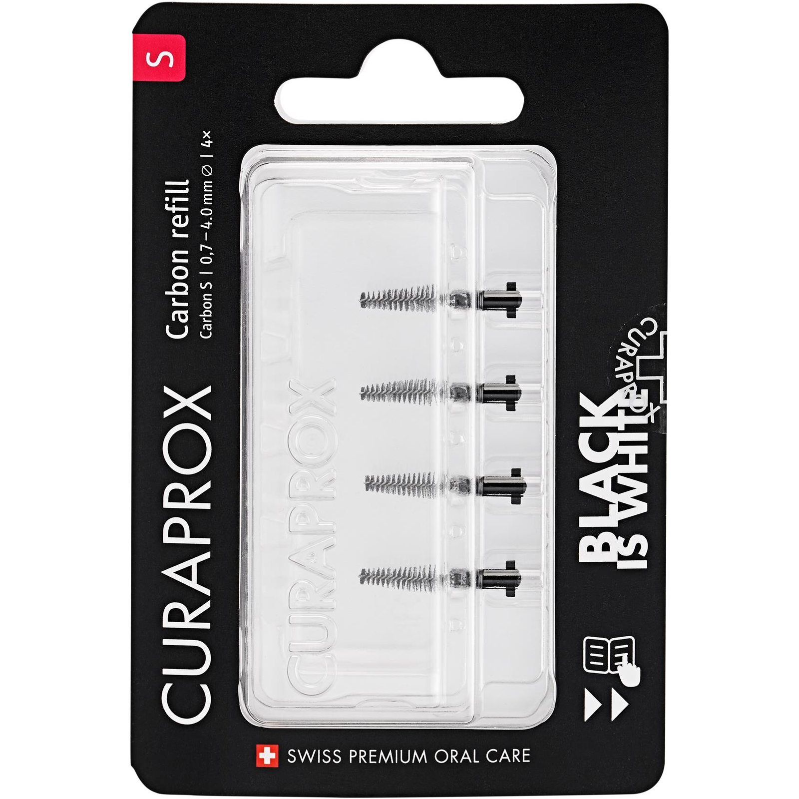 CURAPROX CPS Black is White Carbon, S-es méret, 4 db (7612412430998)
