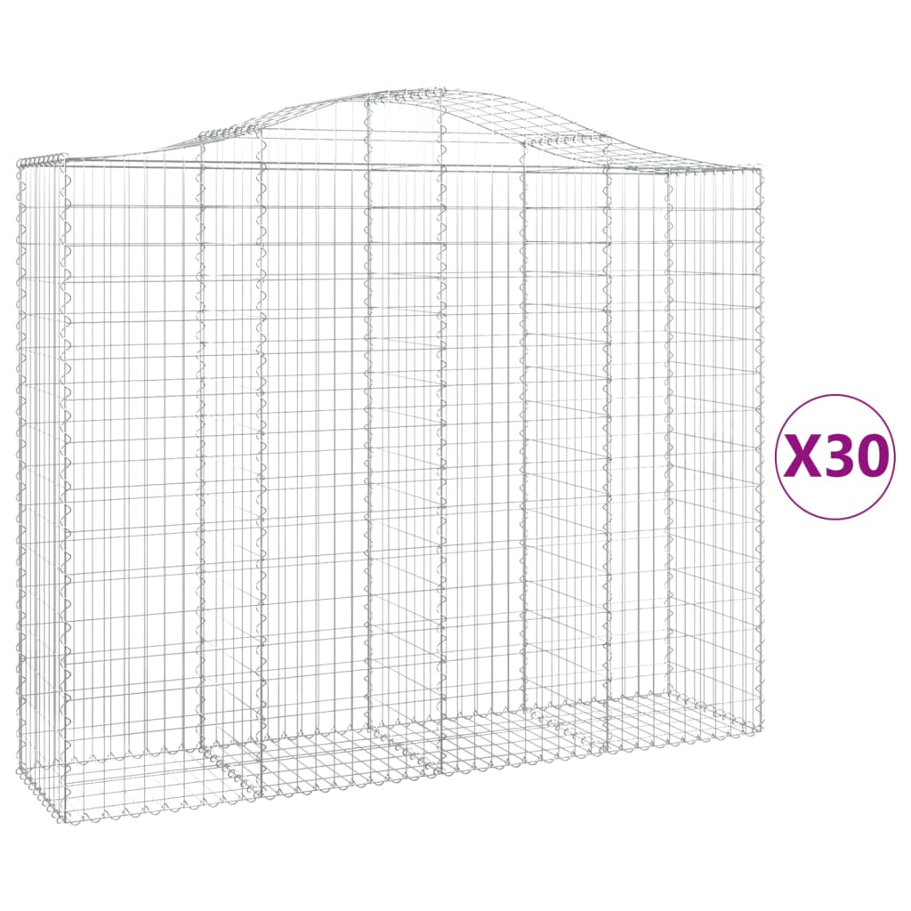 30 db íves horganyzott vas gabion kosár 200x50x160/180 cm (3145720)