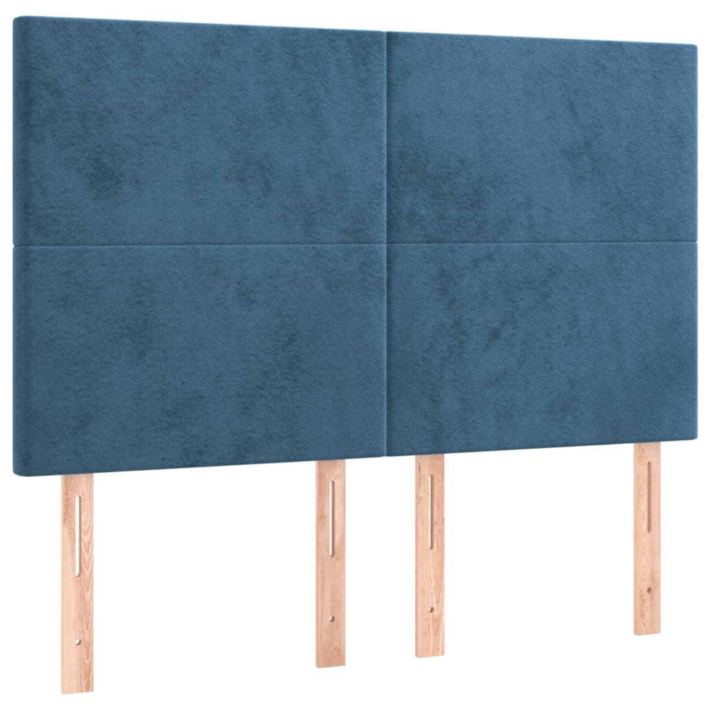 4 db sötétkék bársony fejtámla 72 x 5 x 78/88 cm (3116104)