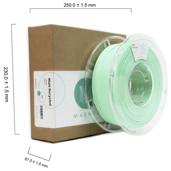 Maertz PLA Matt Recycled nyomtatószál újrahasznosított anyagból 1.75mm, 1kg matt mentazöld (PMMA-1014-008)