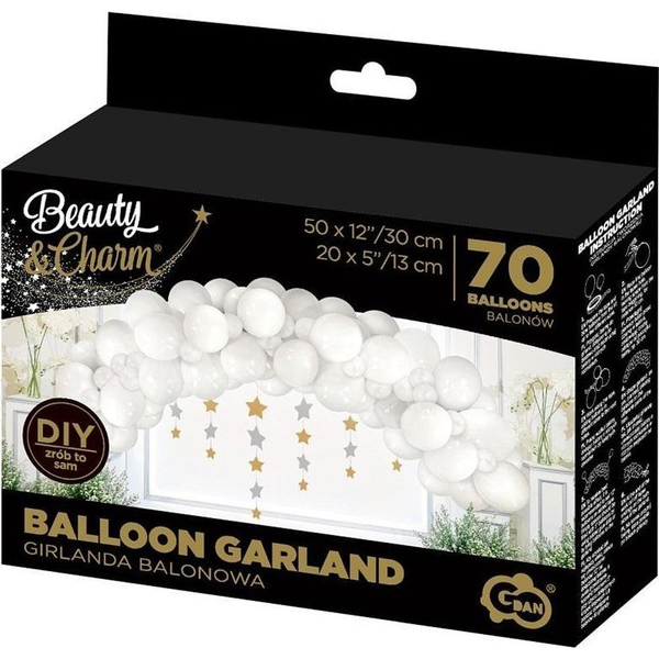  GoDan Girlanda balonowa B&C biała 70szt