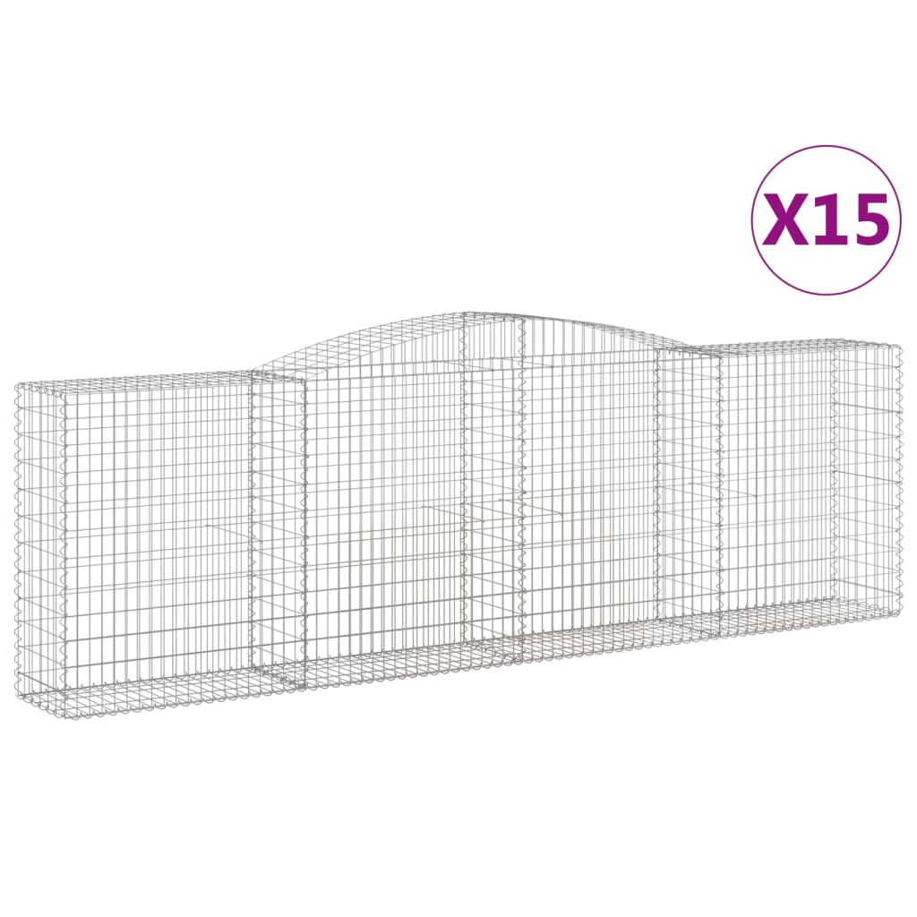 15 db íves horganyzott vas gabion kosár 400x50x120/140 cm (3147018)