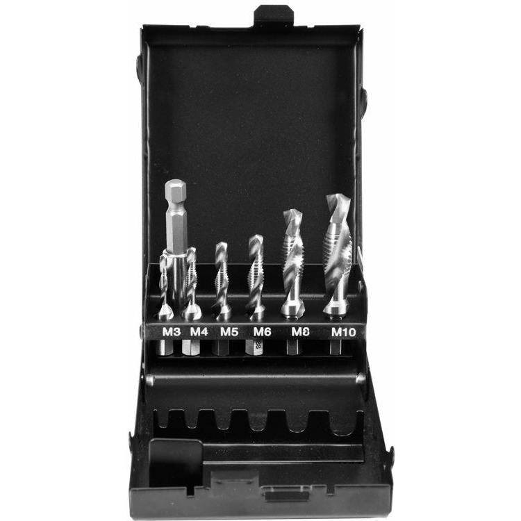 YATO Kombinált gépi fúró-menetfúró készlet, bit befogás, M 3-M10, 7 db (YT-44849)