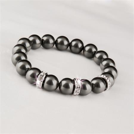 Art Crystella Karkötő fekete SWAROVSKI® gyöngyből fehér kristállyal - 10mm (1831XGY071)