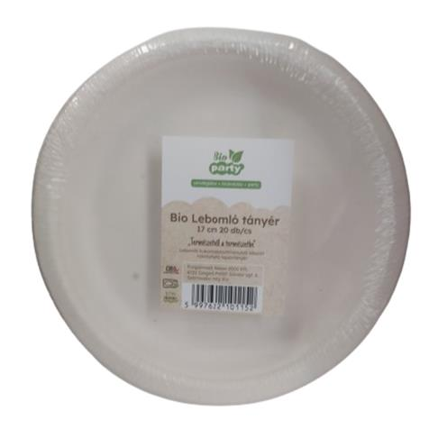 Tányér, PLA, lebomló, 17 cm, 20 db (KHMU265) (KHMU265)