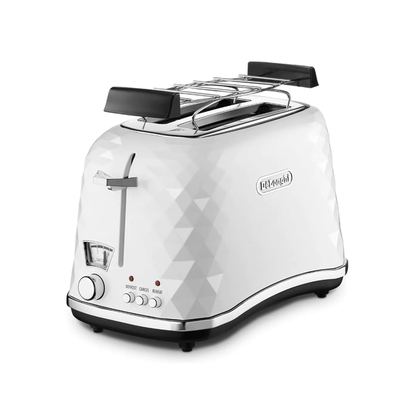 Тостер De'Longhi Brillante CTJ 2003.W, 900 W, 2 филийки, Електронен контрол на запичането, Бял