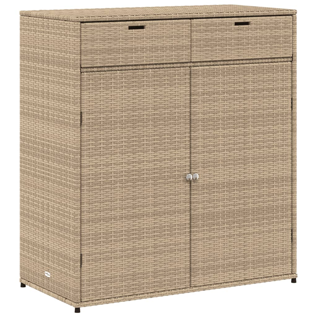 bézs polyrattan kerti tárolószekrény 105 x 55 x 113 cm (365566)