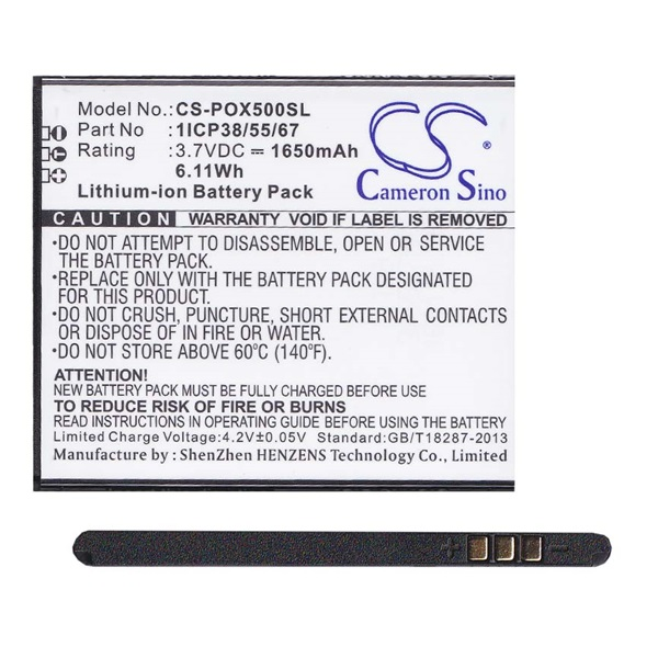 Cameron Sino Li-Ion akku (3.7V/1650mAh, NAVON G55133 kompatibilis) FEKETE Navon Mizu D501 / Mizu D500 / Mizu M500 (CS-POX500SL)