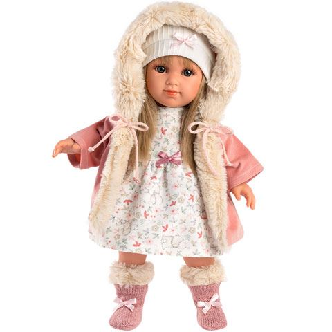 Llorens: Elena baba virágmintás ruhában 35cm-es (53541L)