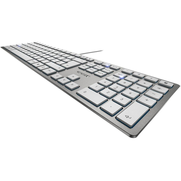 CHERRY KC 6000 Slim tastiera Universale USB AZERTY Belga Argento, Bianco