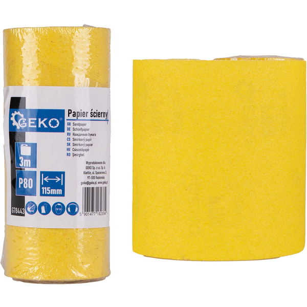 Geko Papier ścierny – rolka 115mm x 3m P80 (100)