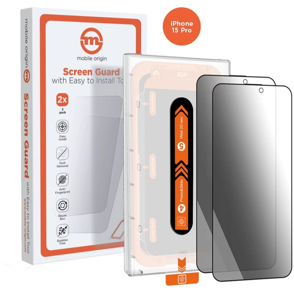 TVRZENÉ SKLO S RÁMEČKEM 9H MOBILE ORIGIN PRIVACY PRO APPLE IPHONE 15 PRO