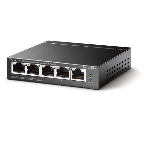 TP-Link TL-SG105PE netværksswitch Administreret L2 Gigabit Ethernet (10/100/1000) Strøm over Ethernet (PoE) Sort