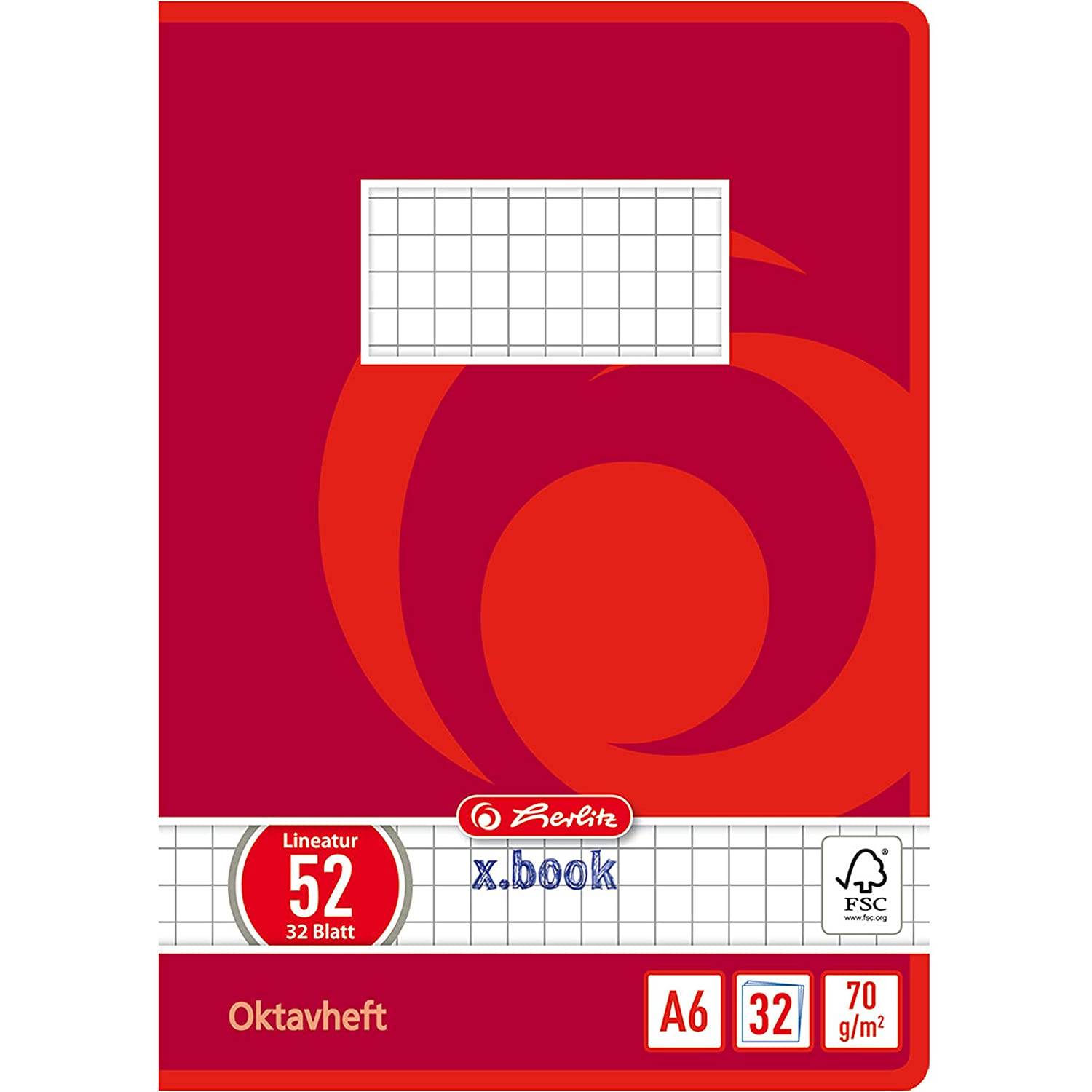 Herlitz A6 32lapos kockás füzet - Piros (00413633)