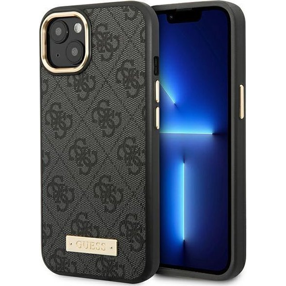 Guess PU 4G Apple iPhone 14 Plus Magsafe Szilikon Tok - Fekete/Mintás (GUE2148)