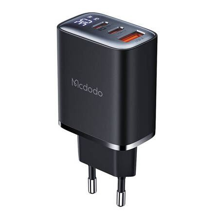 Mcdodo 1xUSB-A + 2xUSB-C 30W hálózati töltő kijelzővel fekete (CH-2180) (CH-2180)