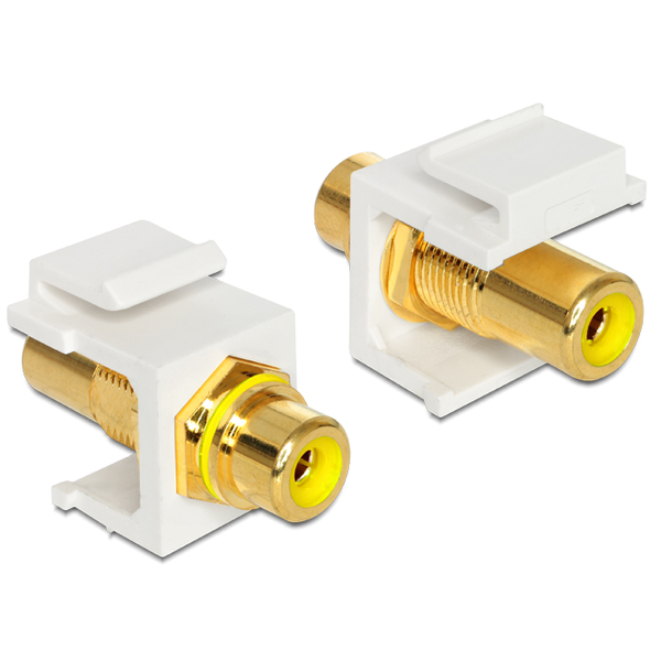 Keystone Modul Cinch Buchse > Cinch Buchse vergoldet gelb / weiß