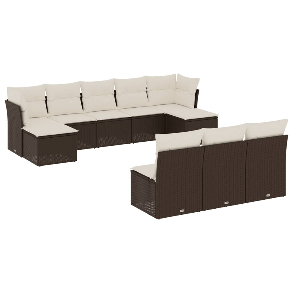 10 részes barna polyrattan kerti ülőgarnitúra párnákkal (3218293)