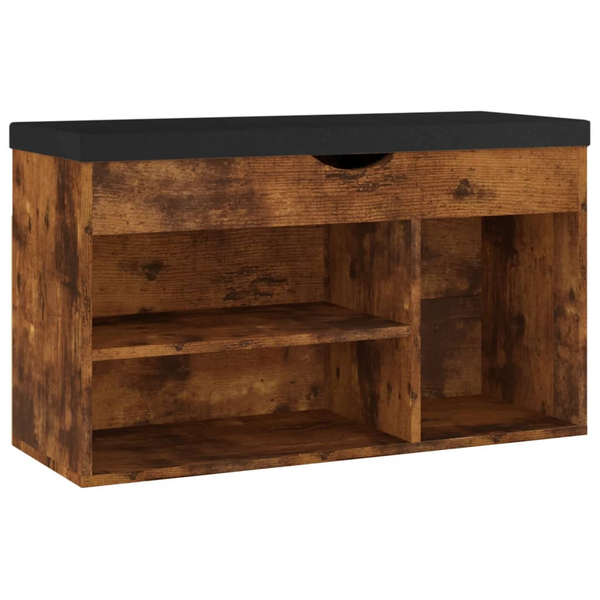 füstös tölgy forgácslap cipőtároló pad párnával 80 x 30 x 47 cm