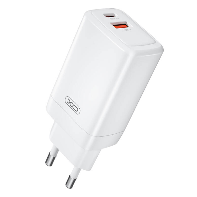 XO CE17 USB-C / USB-A Hálózati Gyorstöltő Adapter 65W - Fehér (CE17)