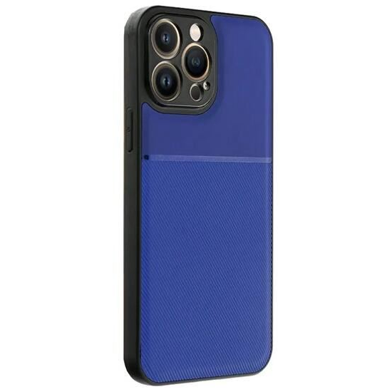 Gigapack Apple iPhone 15 Pro mágneses, bőr hatású, csíkos mintás tok sötétkék (GP-148092) (GP-148092)