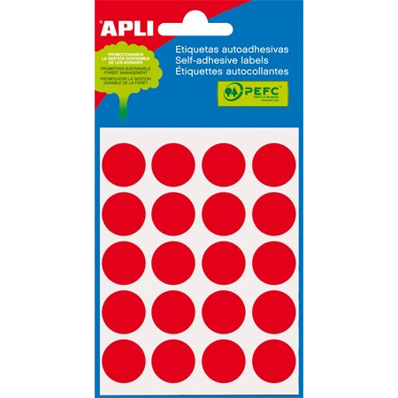 Apli 19mm kör kézzel írható Etikett 100 etikett/csomag Piros (02065)