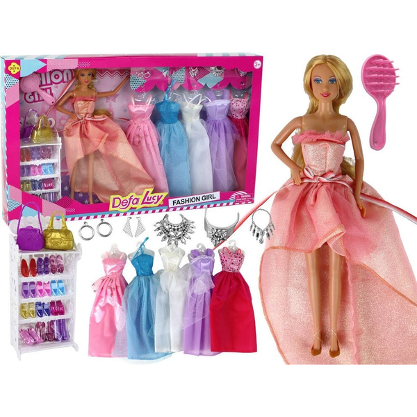 Baba Hosszú Szőke Haj Ruhásszekrény Cipők Ruhák Ruhák Kiegészítők Rózsaszín