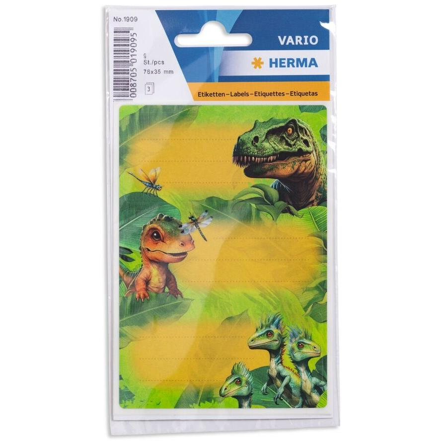 Herma Vario Dino World Füzet- és könyvcimke 3 x 9 db - Dino mintás (1909)
