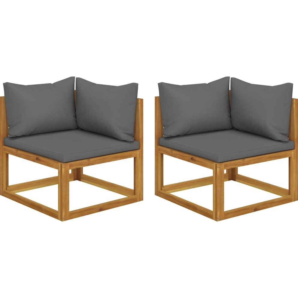 2 db tömör akácfa elemes sarokkanapé párnákkal (318551)