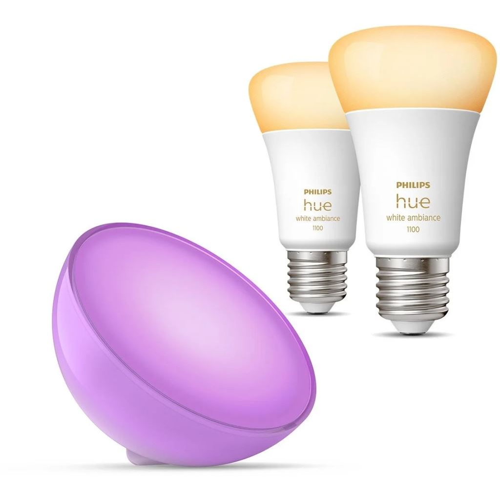 Philips Hue White Ambiance LED fényforrás E27 8W 2db/cs + Hue Go v2 EU fehér (PHL23009set) (PHL23009set)
