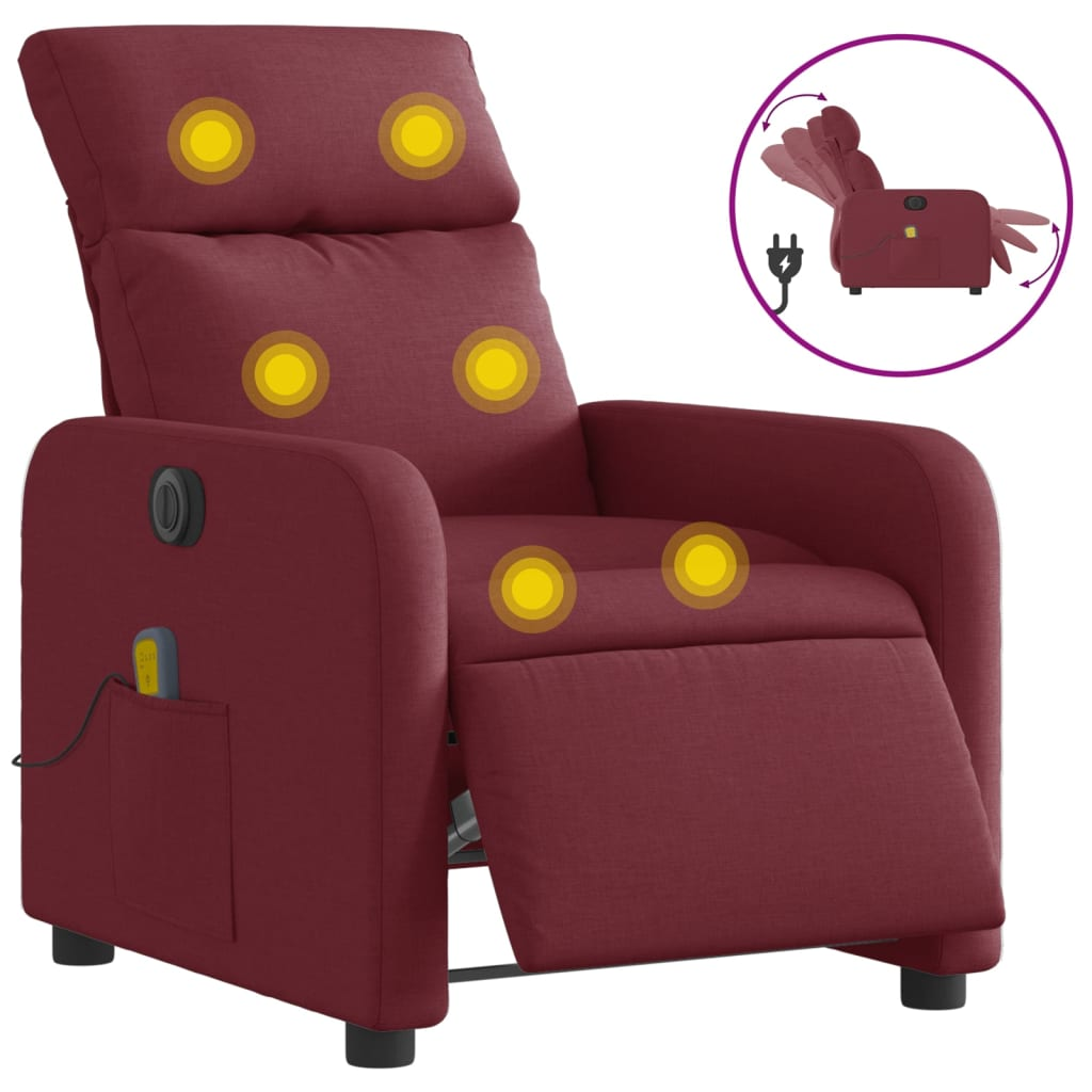 bordó szövet elektromos dönthető masszázsfotel (3206693)