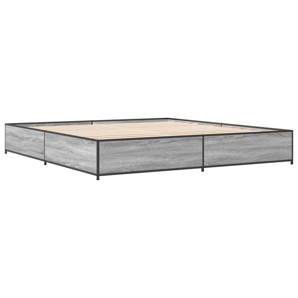 szürke sonoma szerelt fa és fém ágykeret 200 x 200 cm (3279825)