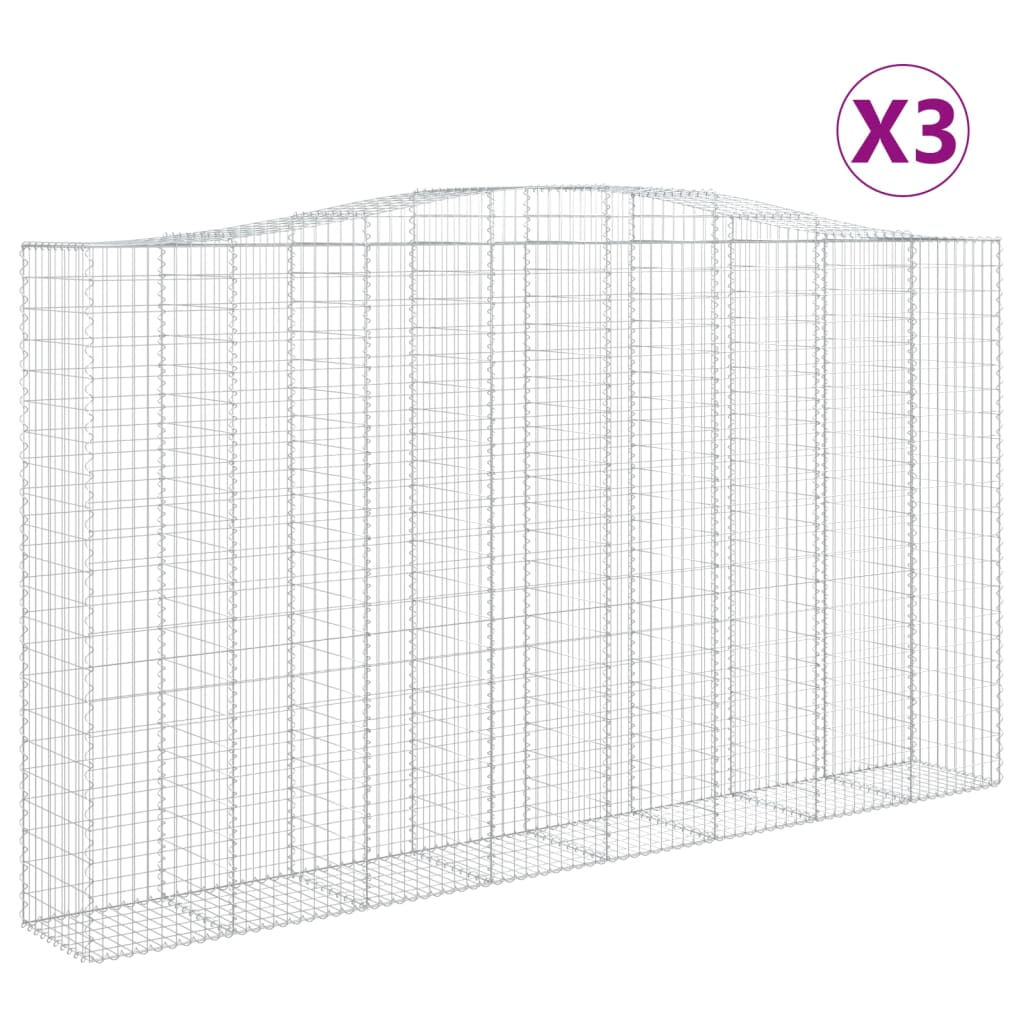 3 db íves horganyzott vas gabion kosár 400x50x220/240 cm (3146035)