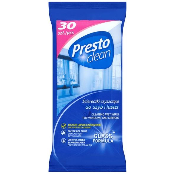 PRESTO Ablak és tükör tisztító kendő 30 db (5900095011491)