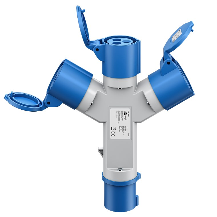 Goobay 76237 CEE Kemping Elosztó Adapter - Szürke / Kék (76237)