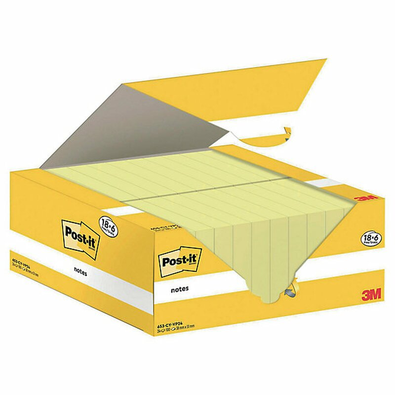 3M Post-it 38x51mm Öntapadó jegyzettömb - Sárga (2400 lap / tömb) (7100317764)